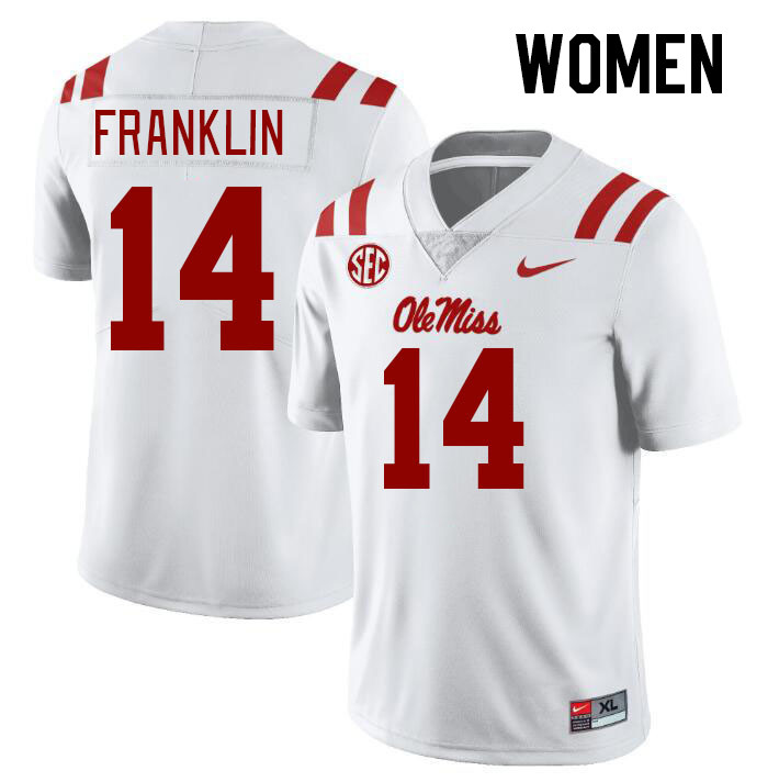 Women #14 Kam Franklin Ole Miss Rebels College Football Jerseys Stitched-White